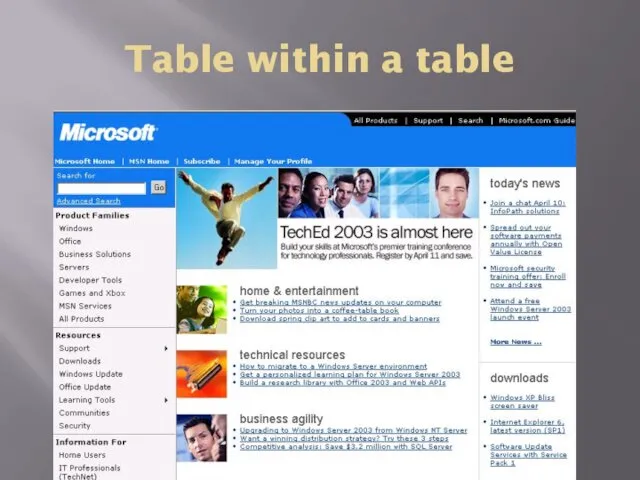 Table within a table