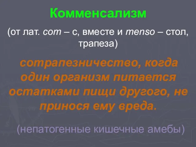 Комменсализм (от лат. com – c, вместе и menso – стол,