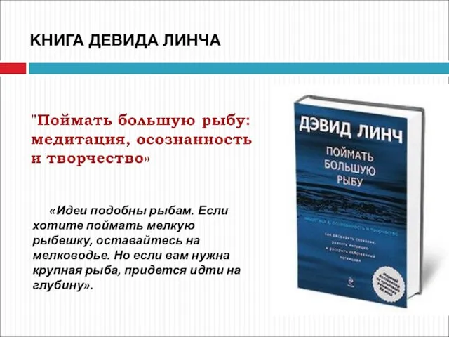 «Идеи подобны рыбам. Если хотите поймать мелкую рыбешку, оставайтесь на мелководье.