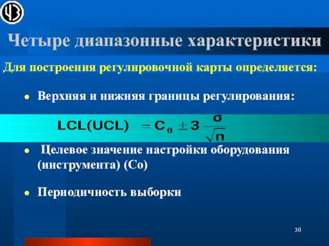 Четыре диапазонные характеристики Верхняя и нижняя границы регулирования: Целевое значение настройки