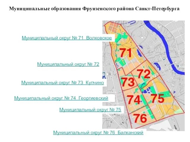 Муниципальные образования Фрунзенского района Санкт-Петербурга Муниципальный округ № 71 Волковское Муниципальный