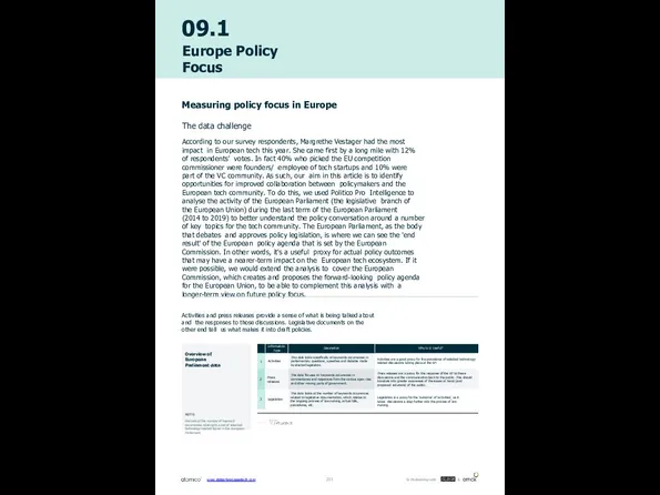 09.1 Europe Policy Focus Measuring policy focus in Europe The data