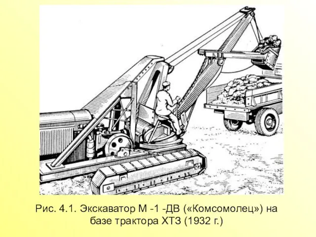 Рис. 4.1. Экскаватор М -1 -ДВ («Комсомолец») на базе трактора ХТЗ (1932 г.)