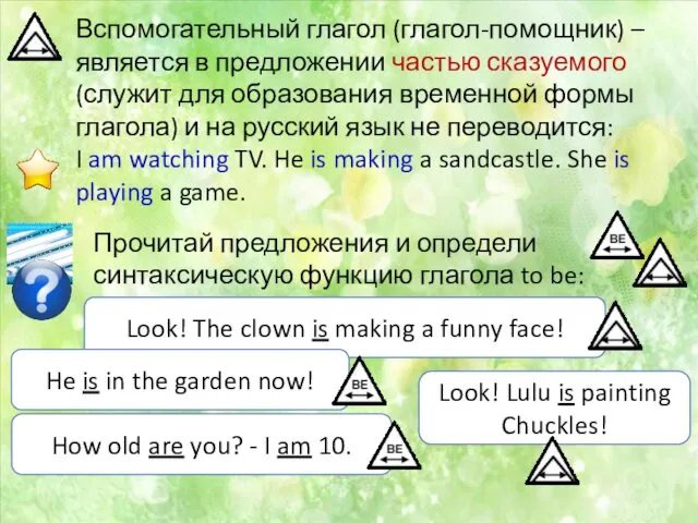 Вспомогательный глагол (глагол-помощник) – является в предложении частью сказуемого (служит для