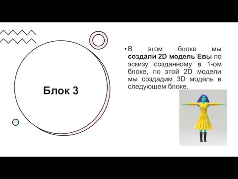 Блок 3 В этом блоке мы создали 2D модель Евы по