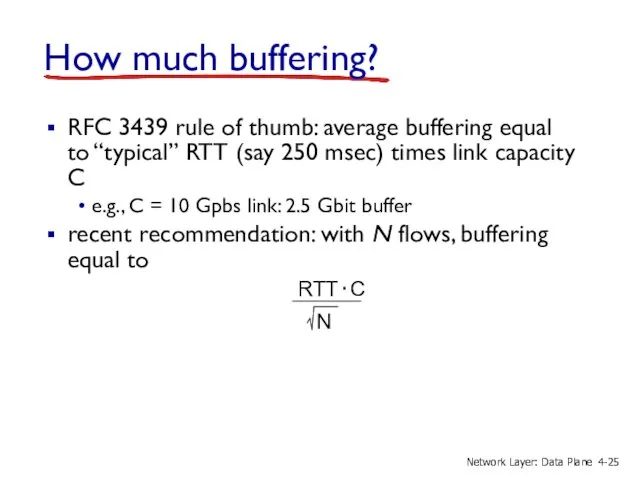 How much buffering? RFC 3439 rule of thumb: average buffering equal