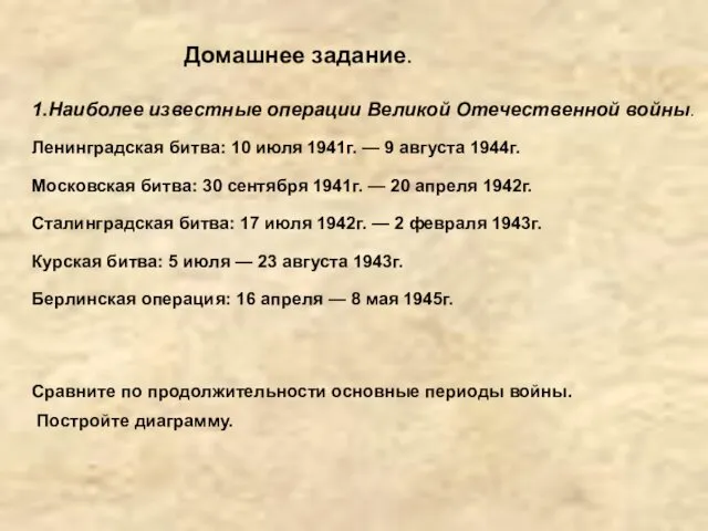 1.Наиболее известные операции Великой Отечественной войны. Ленинградская битва: 10 июля 1941г.