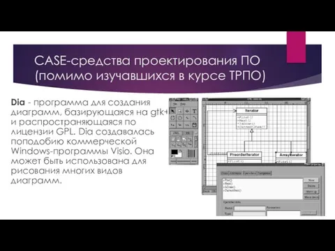 CASE-средства проектирования ПО (помимо изучавшихся в курсе ТРПО) Dia - программа