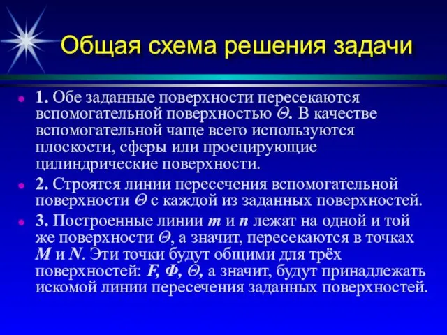 Общая схема решения задачи 1. Обе заданные поверхности пересекаются вспомогательной поверхностью