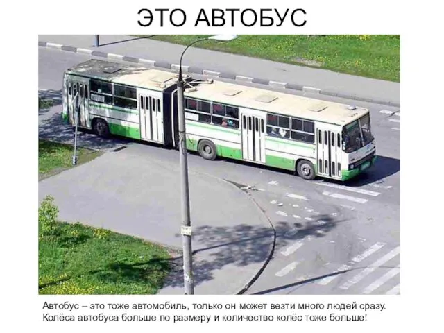 ЭТО АВТОБУС Автобус – это тоже автомобиль, только он может везти