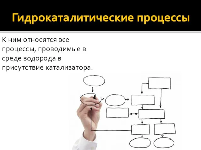 Гидрокаталитические процессы К ним относятся все процессы, проводимые в среде водорода в присутствие катализатора.