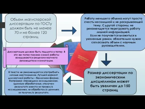 Объем магистерской диссертации по ГОСТу должен быть не менее 70 и