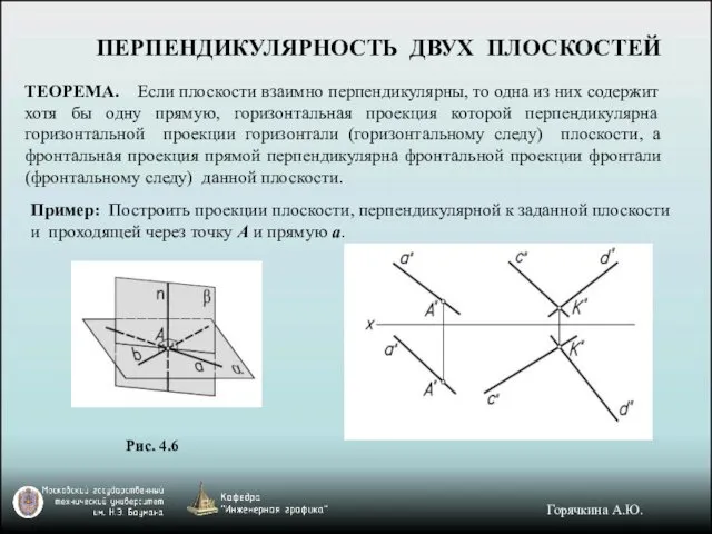 ПЕРПЕНДИКУЛЯРНОСТЬ ДВУХ ПЛОСКОСТЕЙ ТЕОРЕМА. Если плоскости взаимно перпендикулярны, то одна из