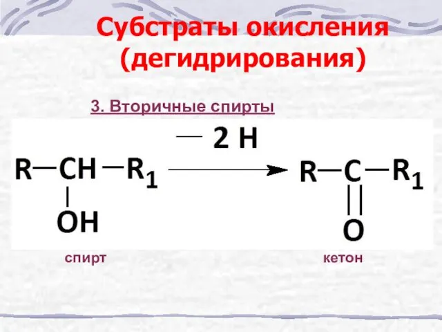 Субстраты окисления (дегидрирования) 3. Вторичные спирты спирт кетон