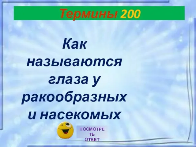 Как называются глаза у ракообразных и насекомых Термины 200