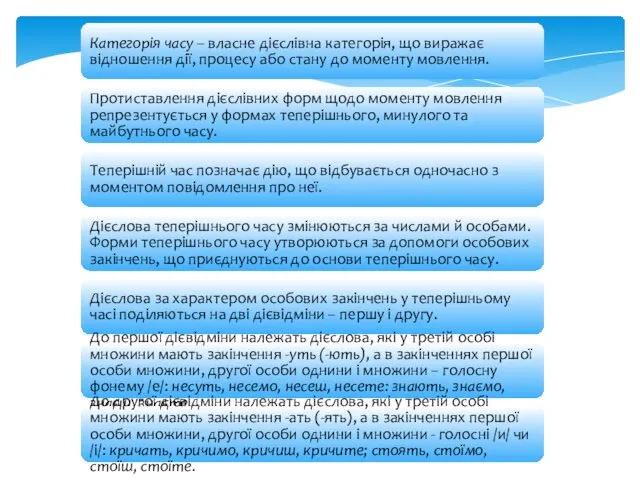 Категорія часу – власне дієслівна категорія, що виражає відношення дії, процесу