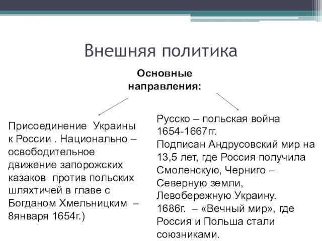 Внешняя политика Присоединение Украины к России . Национально – освободительное движение