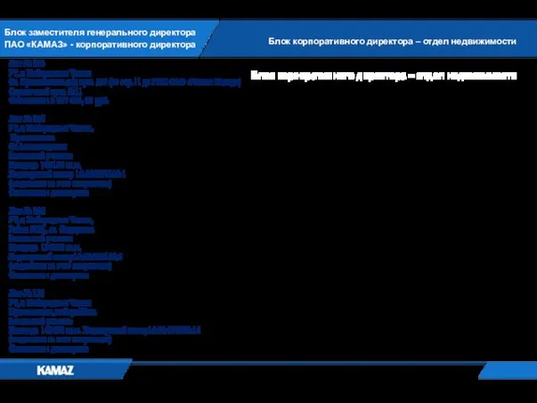 Блок заместителя генерального директора ПАО «КАМАЗ» - корпоративного директора Блок корпоративного
