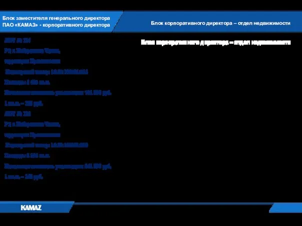 Блок заместителя генерального директора ПАО «КАМАЗ» - корпоративного директора Блок корпоративного