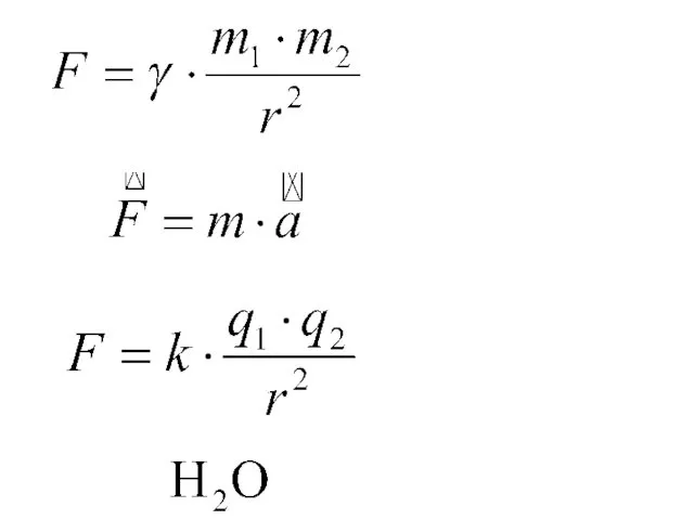 закон Всемирного тяготения второй закон Ньютона закон Кулона строение молекулы воды