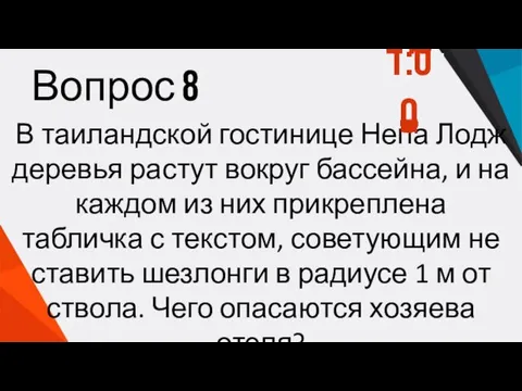 Вопрос 8 В таиландской гостинице Непа Лодж деревья растут вокруг бассейна,