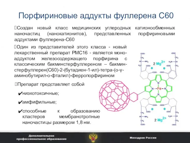 Порфириновые аддукты фуллерена С60 Один из представителей этого класса - новый