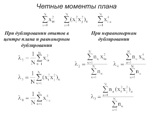 Четные моменты плана