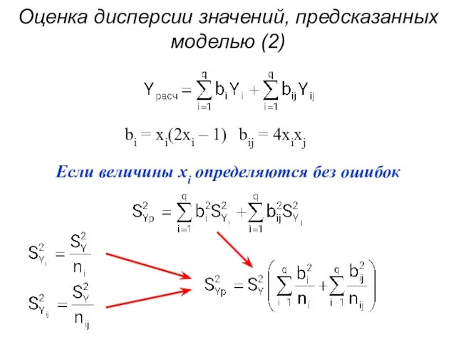 Оценка дисперсии значений, предсказанных моделью (2)