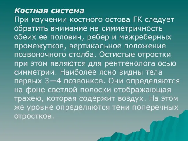 Костная система При изучении костного остова ГК следует обратить внимание на