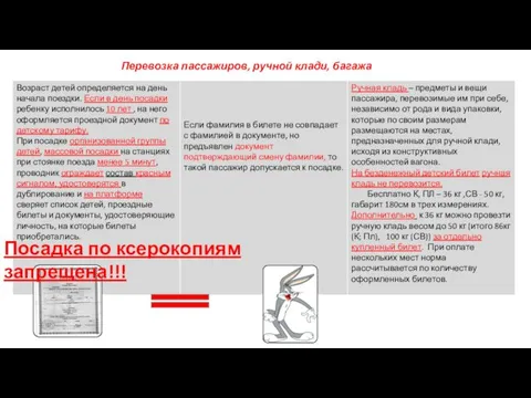 Перевозка пассажиров, ручной клади, багажа Посадка по ксерокопиям запрещена!!!