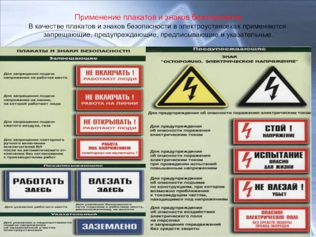 Применение плакатов и знаков безопасности В качестве плакатов и знаков безопасности