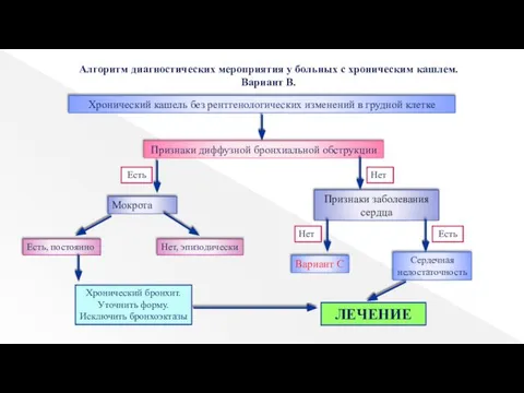 Алгоритм диагностических мероприятия у больных с хроническим кашлем. Вариант В. Хронический