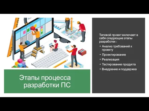 Этапы процесса разработки ПС Типовой проект включает в себя следующие этапы