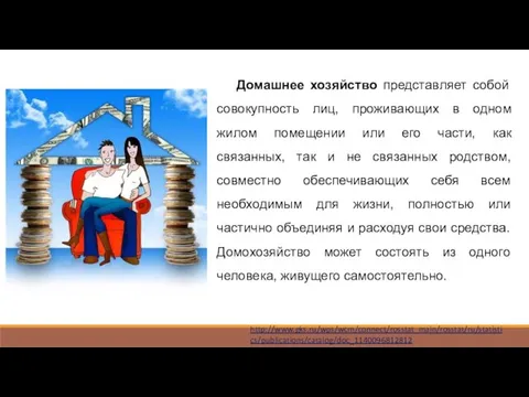 Домашнее хозяйство представляет собой совокупность лиц, проживающих в одном жилом помещении