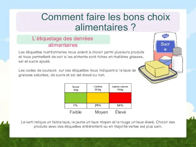 Le vert indique un faible taux, le jaune un taux moyen