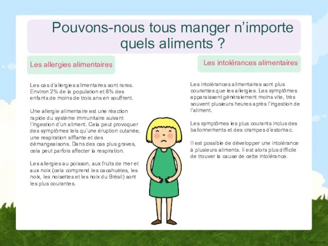 Pouvons-nous tous manger n’importe quels aliments ? Les allergies alimentaires Les