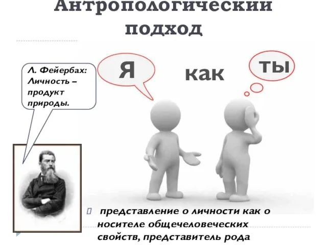 Антропологический подход Я как ты представление о личности как о носителе