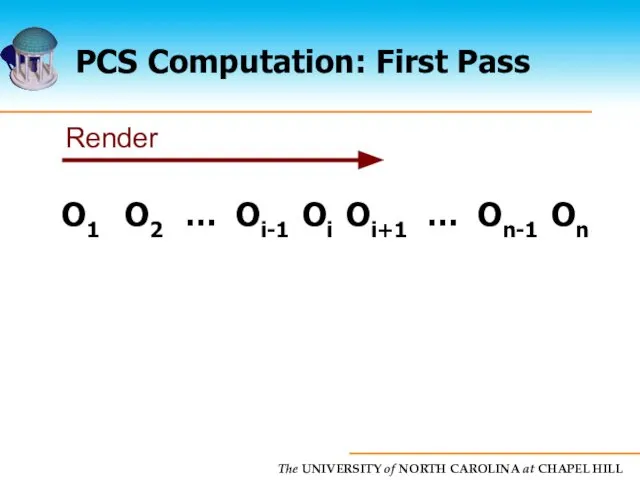 PCS Computation: First Pass O1 O2 … Oi-1 Oi Oi+1 … On-1 On