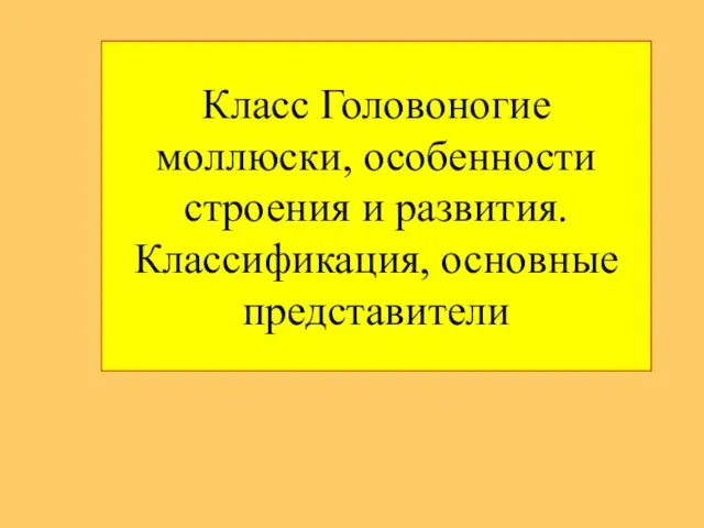 Класс Головоногие моллюски, особенности строения и развития. Классификация, основные представители