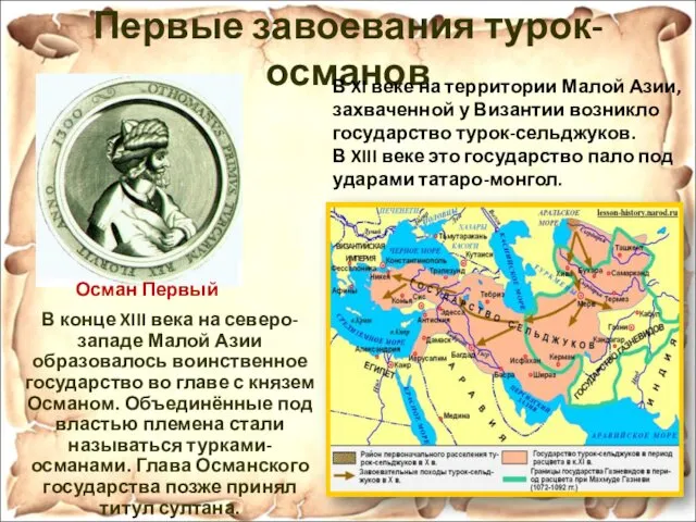 Первые завоевания турок-османов В конце XIII века на северо-западе Малой Азии