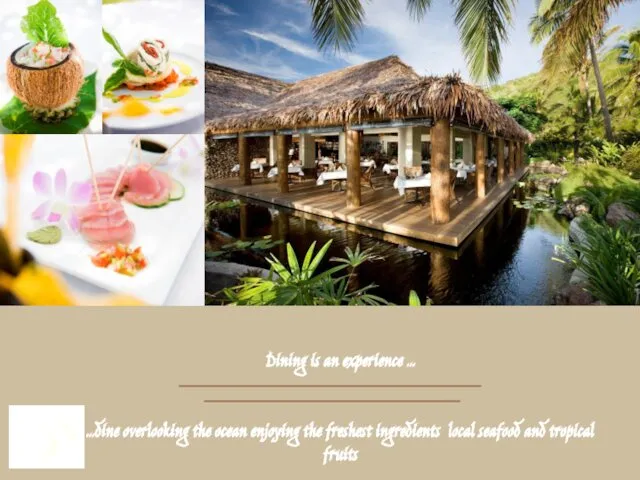 Dining is an experience … …dine overlooking the ocean enjoying the