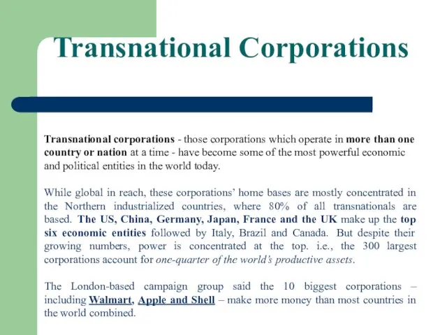 Transnational Corporations