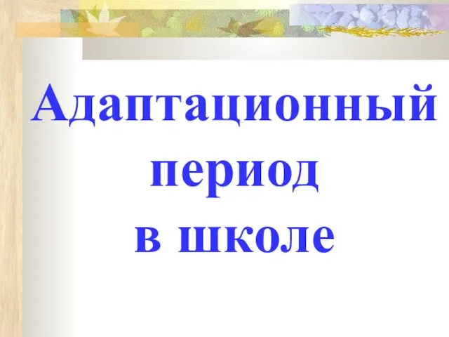 Адаптационный период в школе