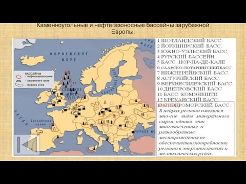 Каменноугольные и нефтегазоносные бассейны зарубежной Европы.