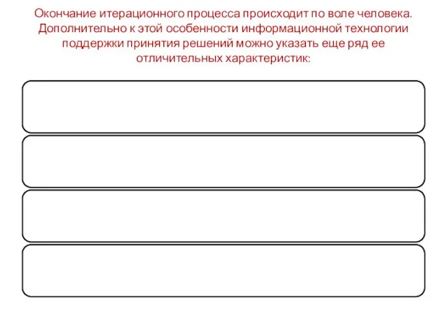 Окончание итерационного процесса происходит по воле человека. Дополнительно к этой особенности