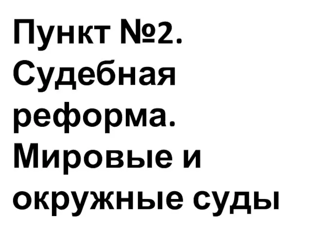 Пункт №2. Судебная реформа. Мировые и окружные суды