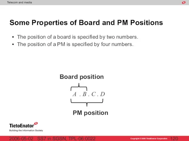 SS7 in SGSN, TPL-06:0022 2006-05-02 Some Properties of Board and PM