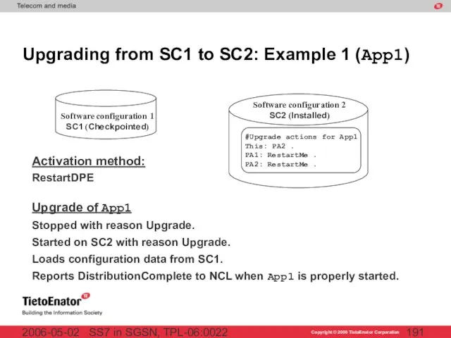 SS7 in SGSN, TPL-06:0022 2006-05-02 Upgrading from SC1 to SC2: Example