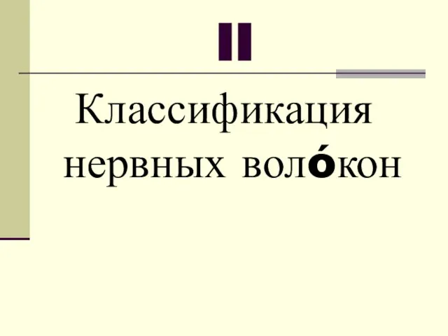 II Классификация нервных волóкон