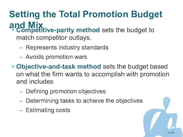 14- Setting the Total Promotion Budget and Mix Competitive-parity method sets